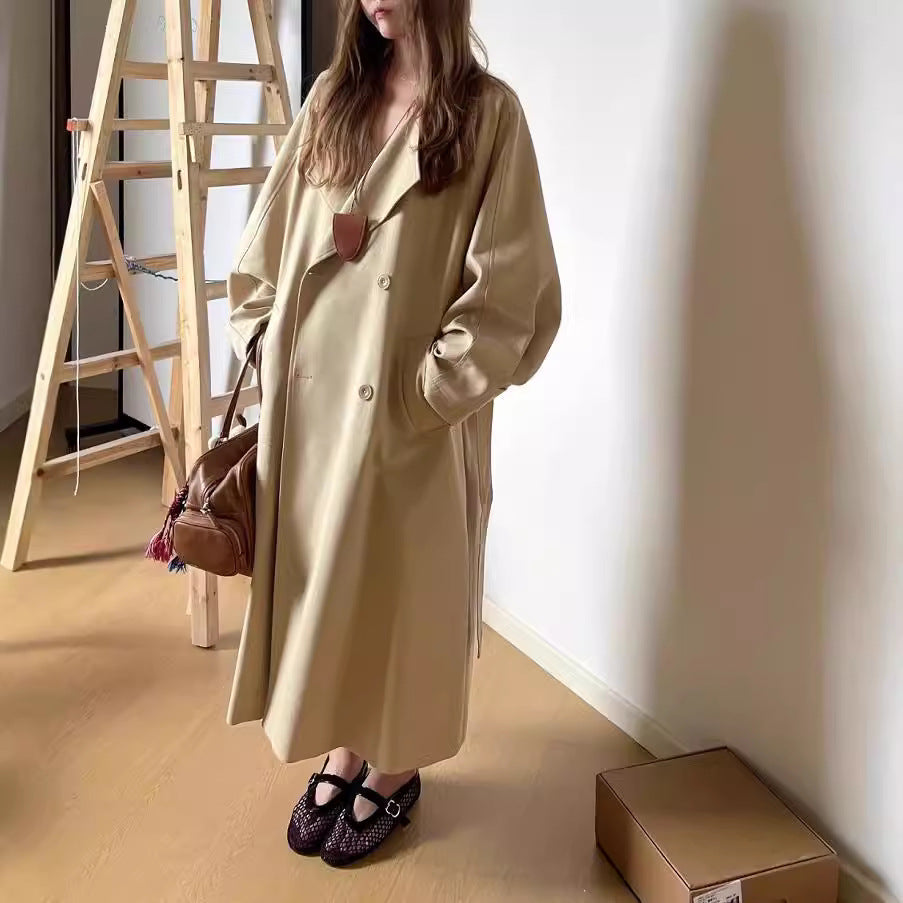 Long Trench Coat Raglan Sleeve Wide