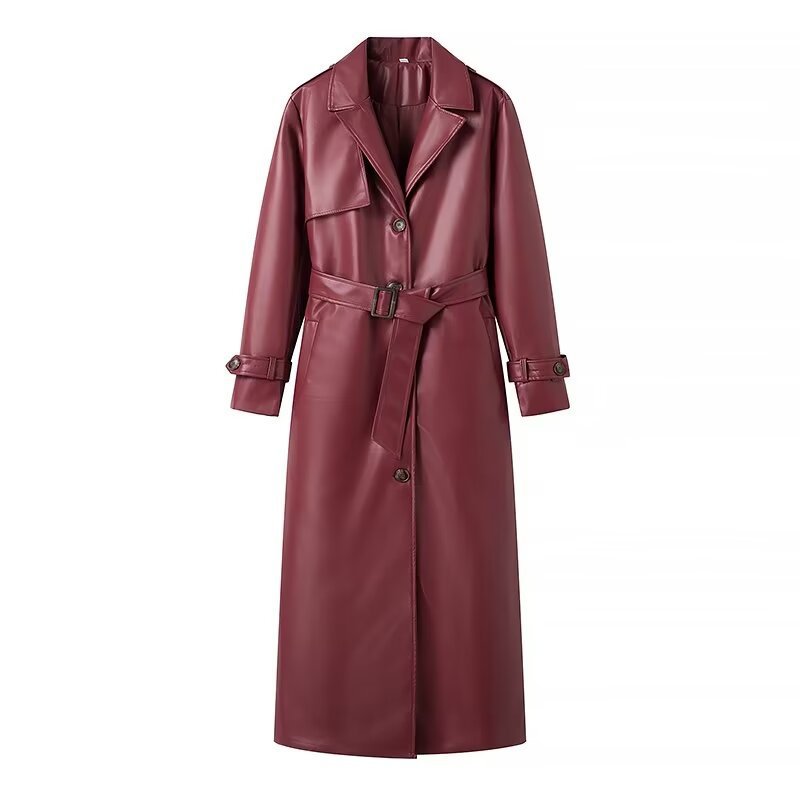 Long Leather Trench Coat