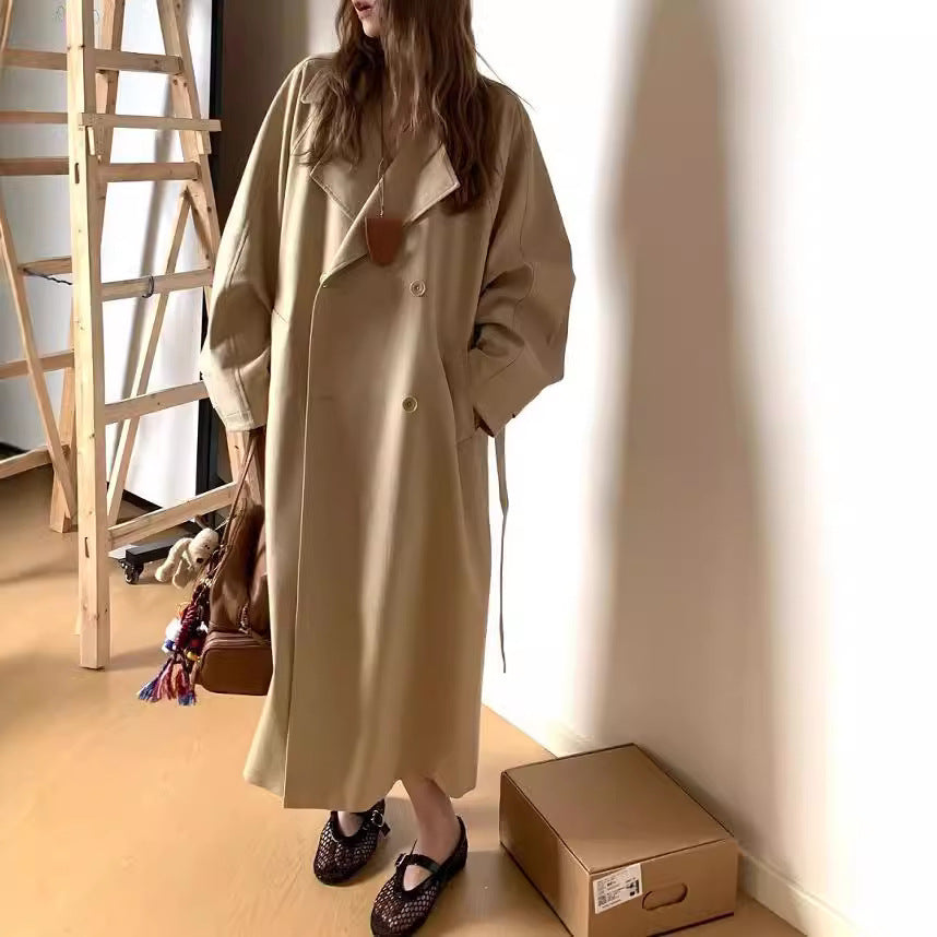 Long Trench Coat Raglan Sleeve Wide