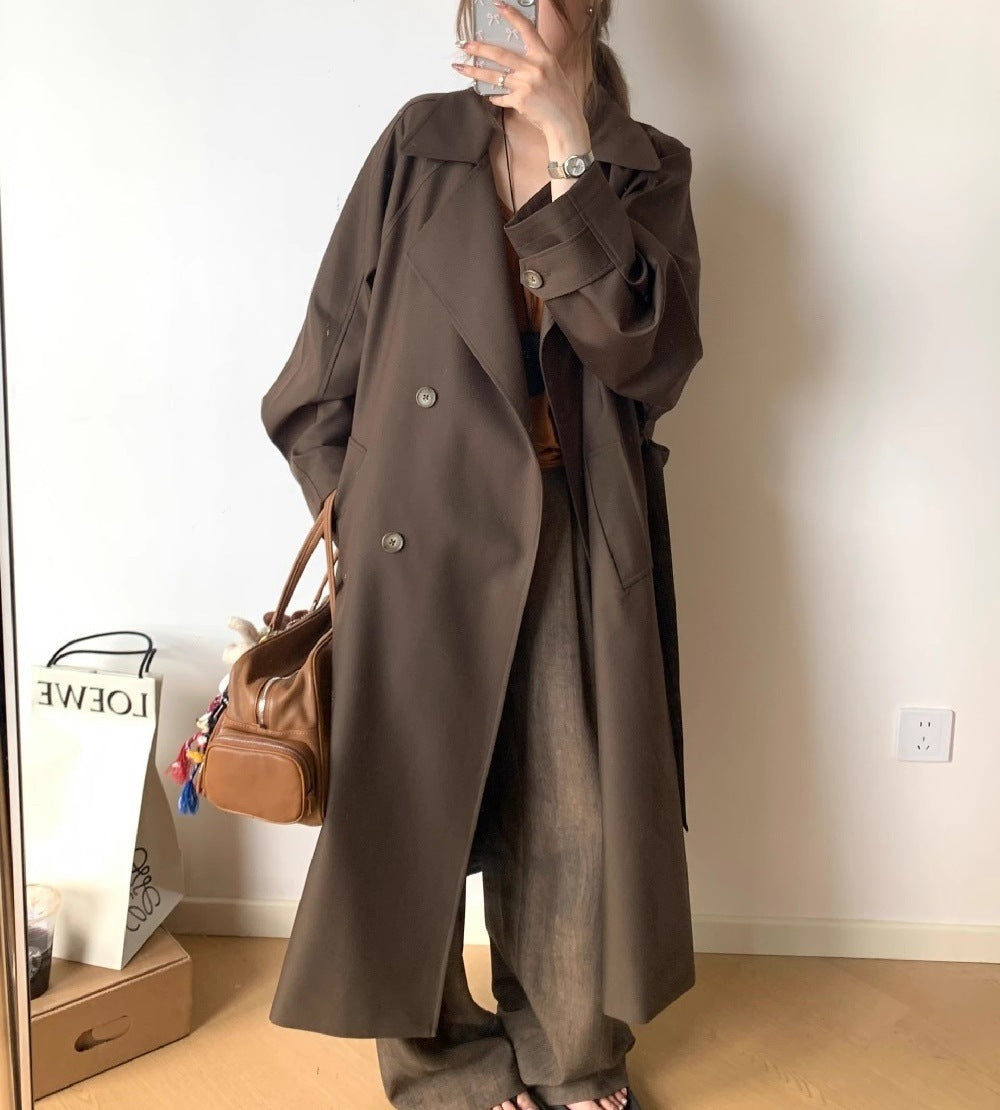 Long Trench Coat Raglan Sleeve Wide