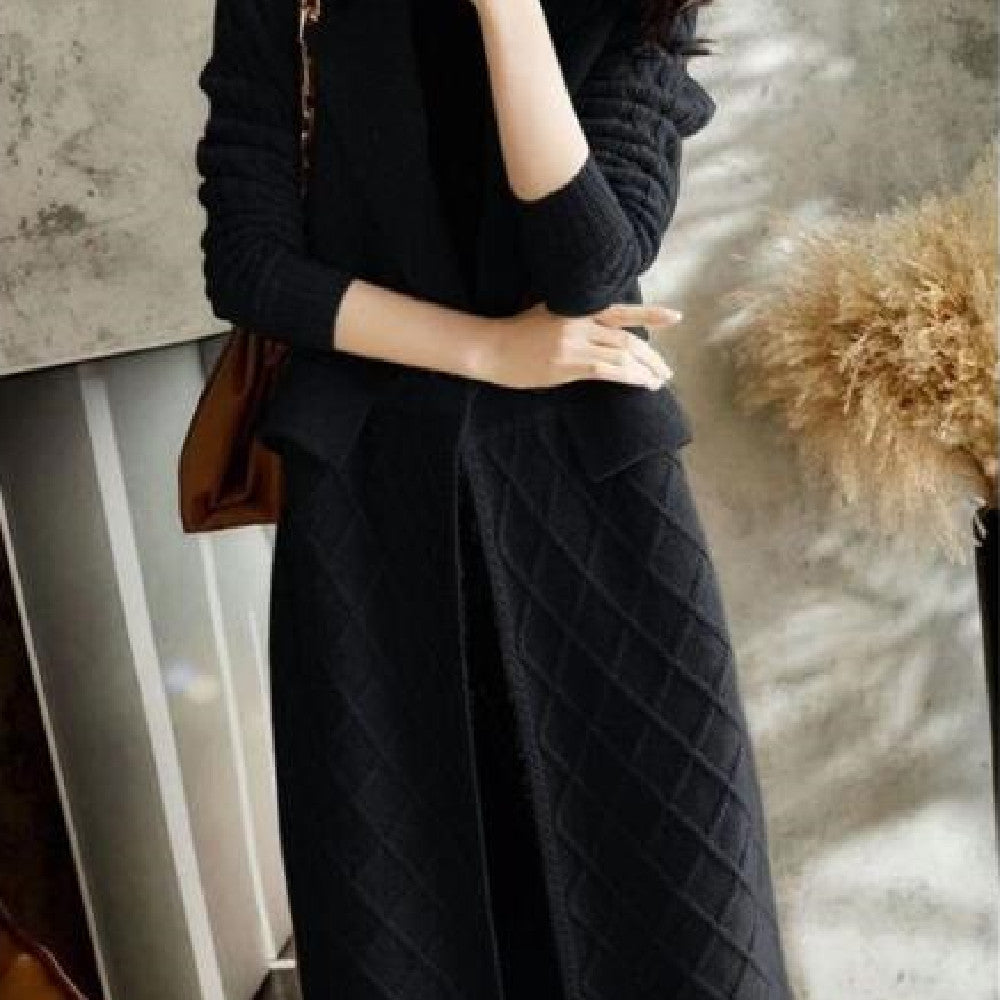 Solid Color Thickened Sweater Women's Coat