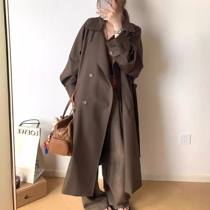 Long Trench Coat Raglan Sleeve Wide