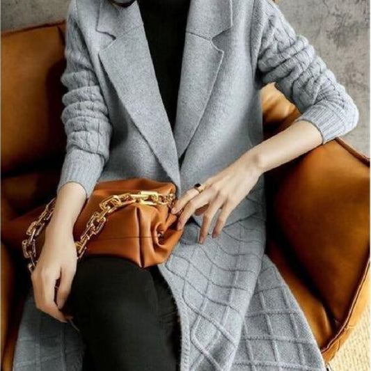 Solid Color Thickened Sweater Women's Coat