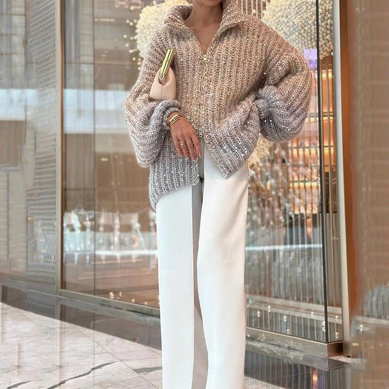 Classy Style Sequin Design Knitwear Cardigan