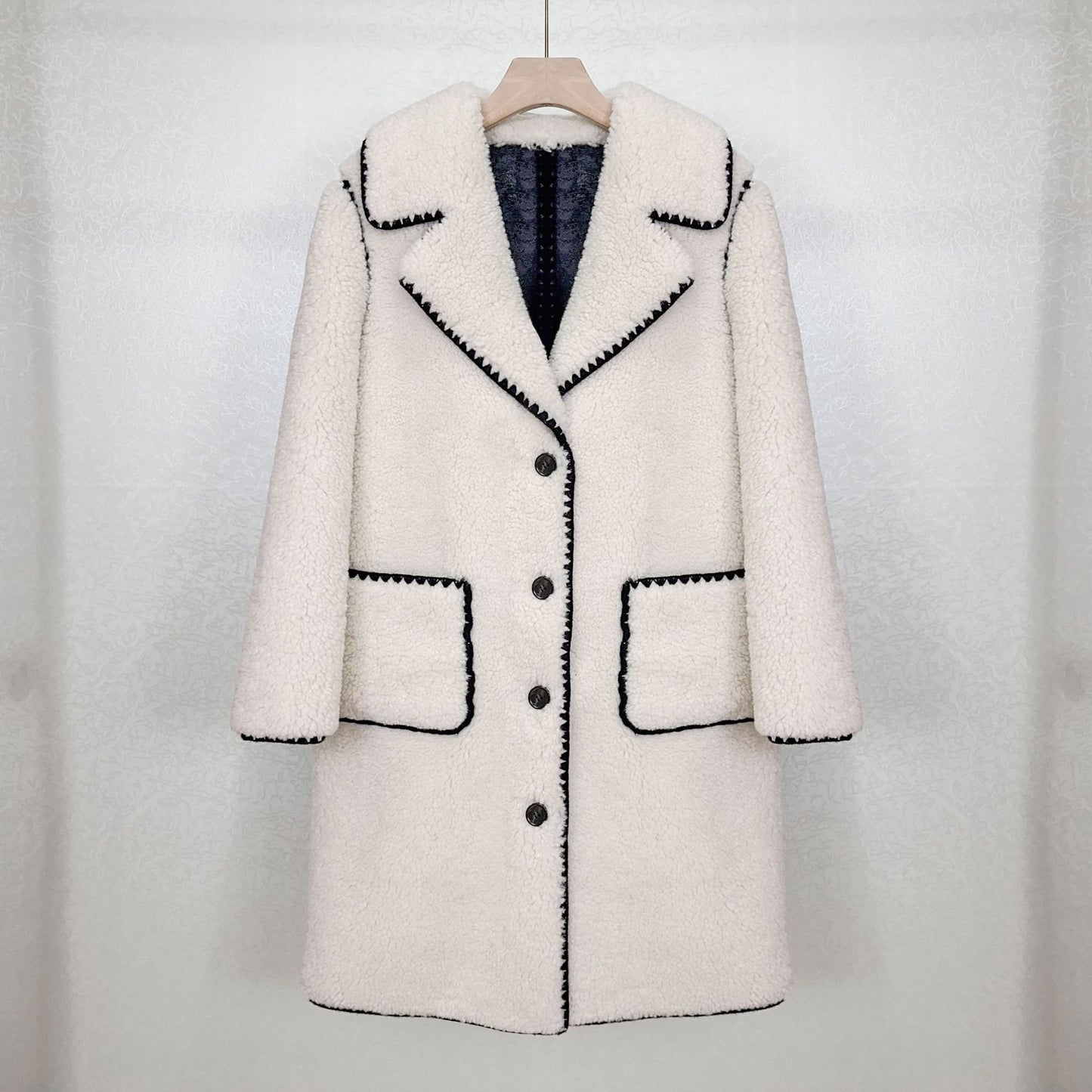 Women's Wear Casual Black And White Contrast Color Loose  Coat