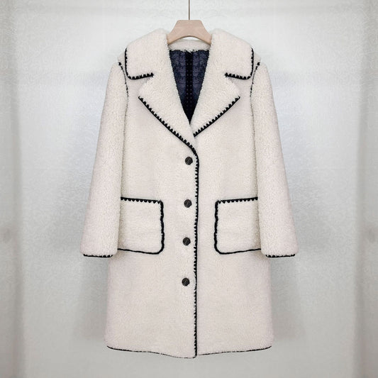 Women's Wear Casual Black And White Contrast Color Loose  Coat